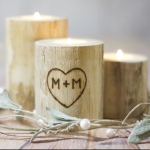 Custom burned candle holders🌲